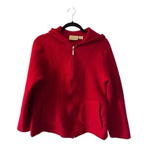 Vintage St. John's Bay Vibrant Red Wool Jacket With Hood